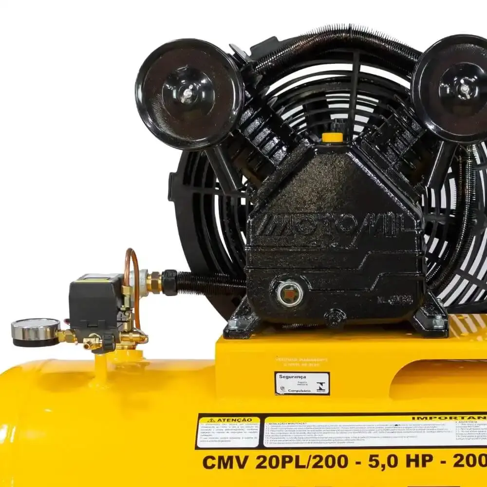 Compressor 20 pés 200 litros 2 pistões 5HP trifásico MotoMil — fotografia 5
