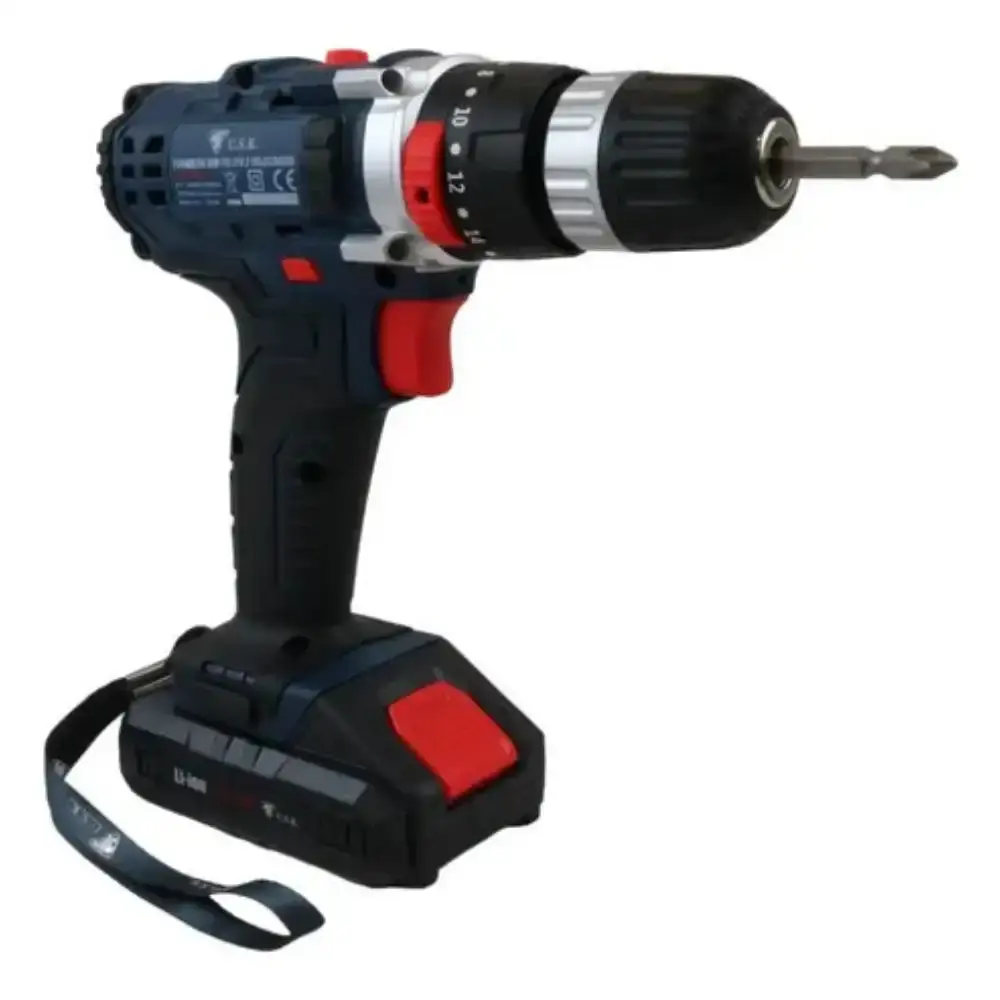 Parafusadeira furadeira de impacto a bateria 21V com carregador 2 baterias e maleta MAX-08 USK bivolt — fotografia 5