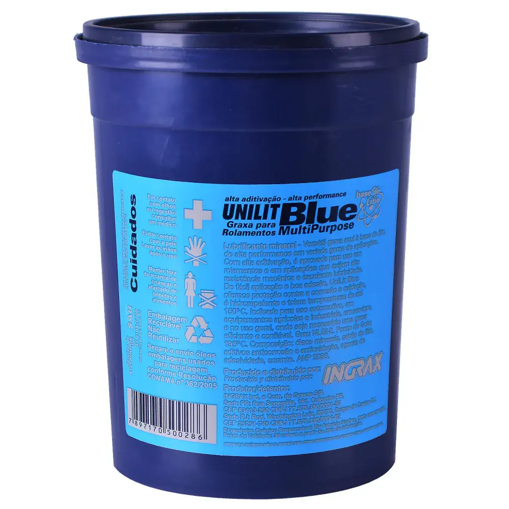 Graxa azul para rolamentos e mancais unilit BLUE-2 1KG Ingrax — fotografia 3