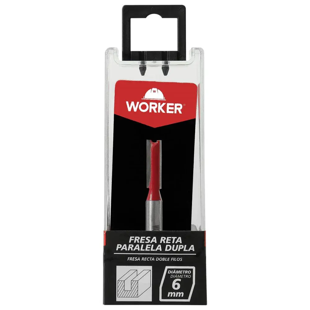 Fresa reta paralela dupla para tupia 1/4 tct-hm 6MM Worker — fotografia de referência
