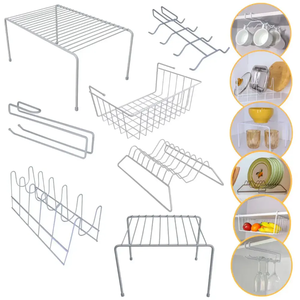 Kit organizador para armário com 7 peças viena branco | 03 BEL — fotografia de referência