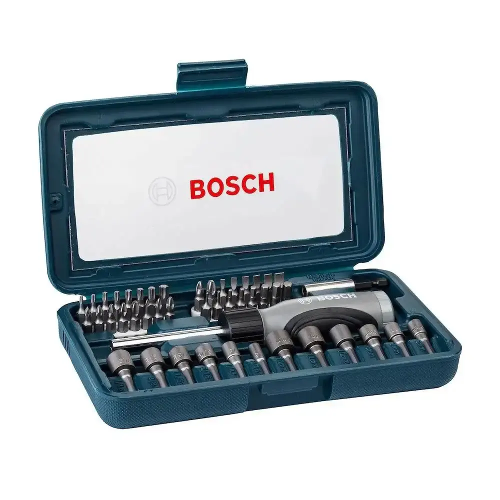 Estojo de bits e soquetes com chave 46 peças Bosch — fotografia de referência