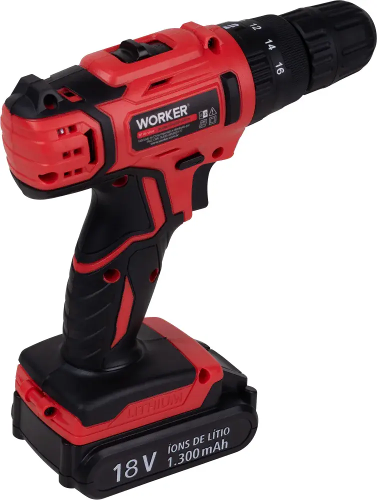 Parafusadeira 18V impacto 1 bat 13PCS Worker — fotografia 3