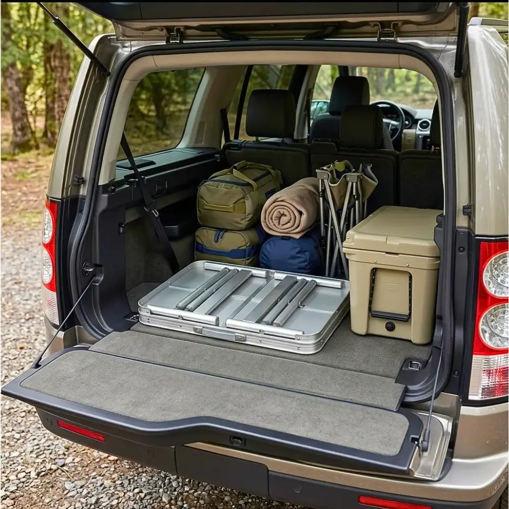 Mesa dobrável vira maleta camping de alumínio 60X45CM branca 2 níveis de altura Zelt — fotografia 4
