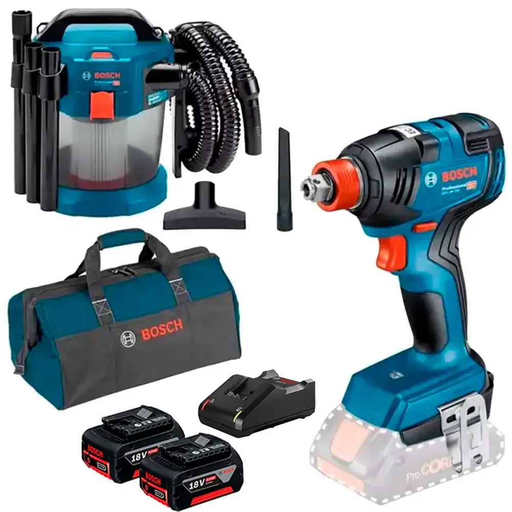 Chave de impacto 18V brushless 2 em 1 GDX18V-200 + aspirador pó e líquido 10L GAS 18V-10 Bosch — fotografia 3