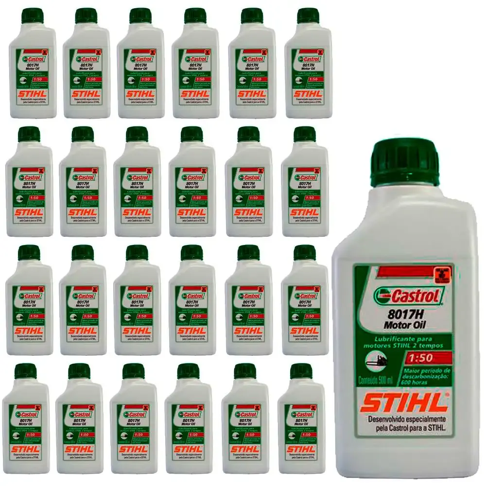 Óleo castrol 8017H para motores 2T/4T 500ML com 25 unidades 07813893004 Stihl — fotografia de referência