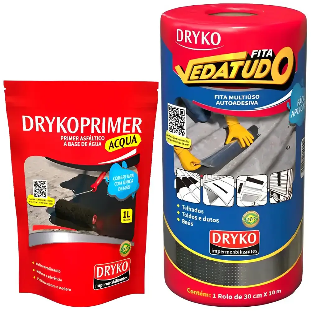 Fita Asfáltica 30cm x 10 Metros e Primer Asfáltico 1 Litro DRYKO — fotografia de referência