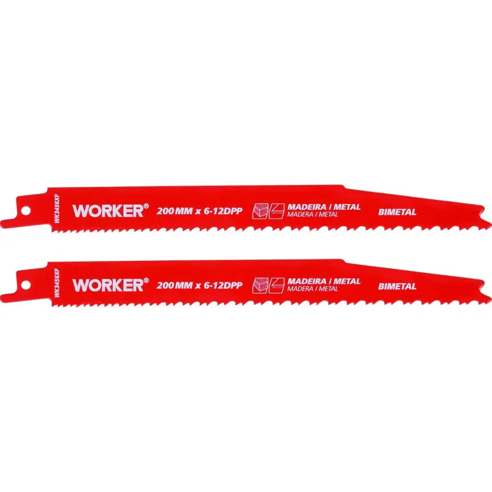 Lâmina para serra sabre bimetálica 1/2” 200MM 6/12 dentes Worker — fotografia de referência