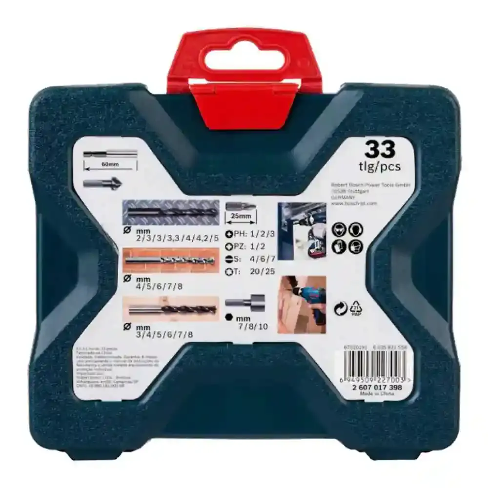 Estojo de ferramentas e brocas 33 peças 2607017398000 Bosch — fotografia 5