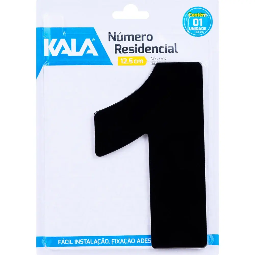 Número residencial N°1 preto 12,5CM Kala — fotografia de referência