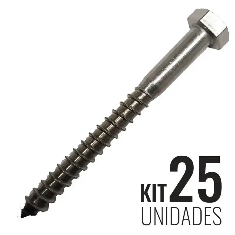 Parafuso Sextavado 12 x 120 MM Rosca Soberba Aço Inox Kit com 25 Unidades BELENUS — fotografia de referência