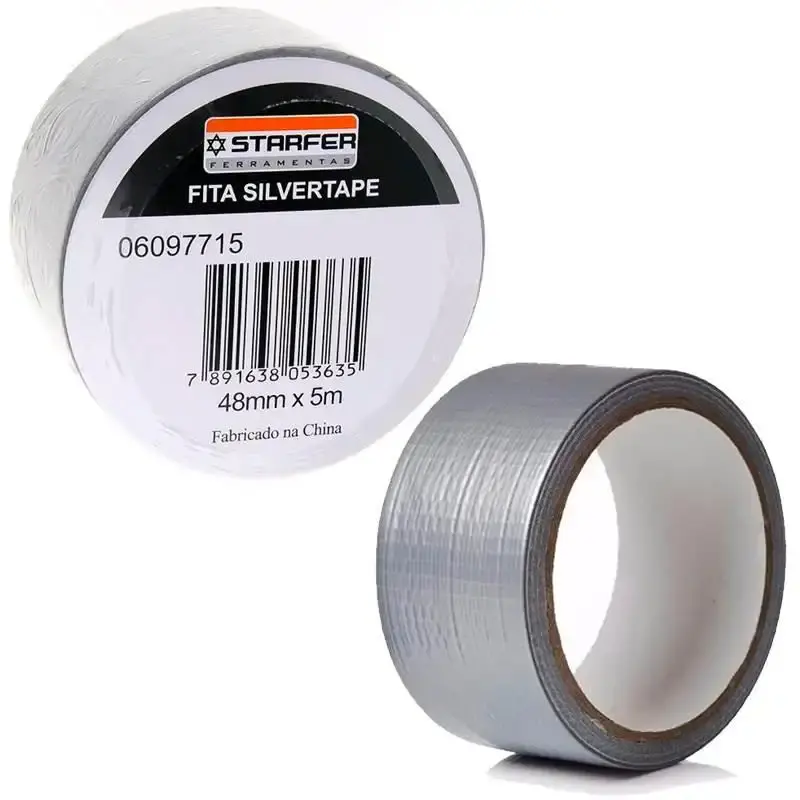 Fita Adesiva Silver Tape 48 MM x 5 Metros Cinza Kit com 10 Peças STARFER — fotografia 2