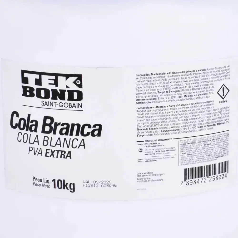 Cola branca pva extra 10KG Tekbond — fotografia 10