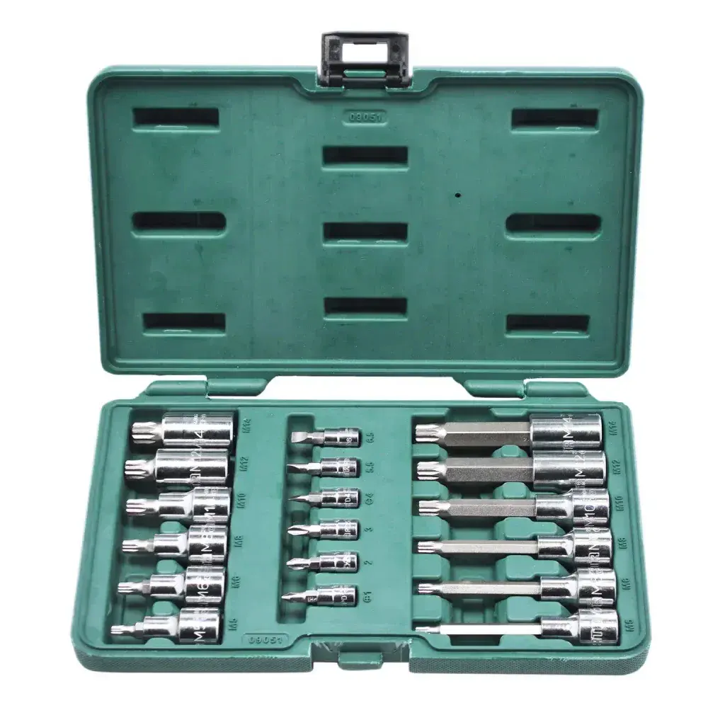 Jogo de soquetes com bits 18 peç 1/4 e 1/2” Sata — fotografia 4