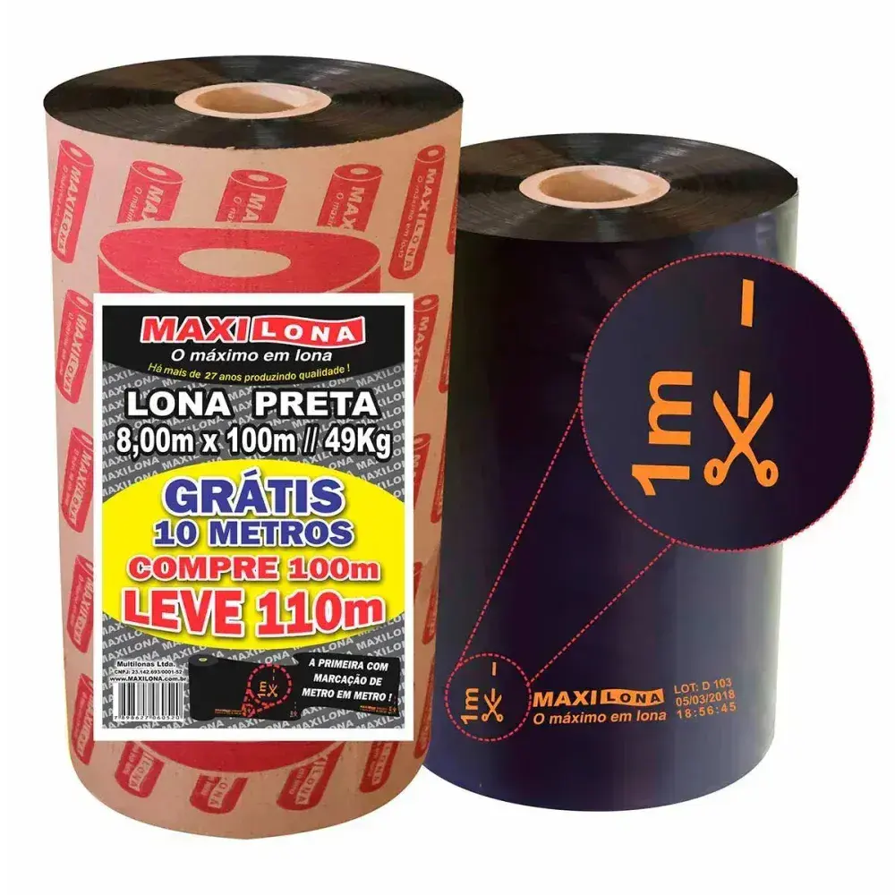 Lona plástica preta 8X100M Maxilona — fotografia 4