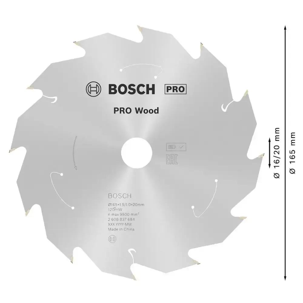 Disco de Corte Expert For Wood 165 x 20 MM 12 Dentes BOSCH — fotografia 3