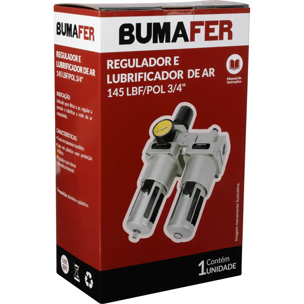 Regulador de lubrificação ar 145 lbf/pol 3/4 Bumafer — fotografia 7