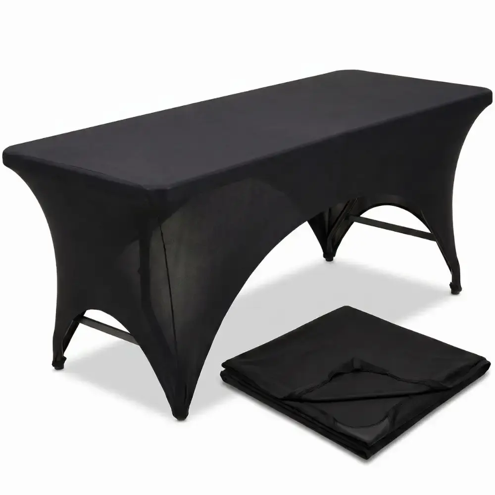 Kit Mesa Dobrável Rattan 180 x 74 x 74 CM Vira Maleta com Toalha Capa Elástica Preta CASA LYS Zelt — fotografia 11