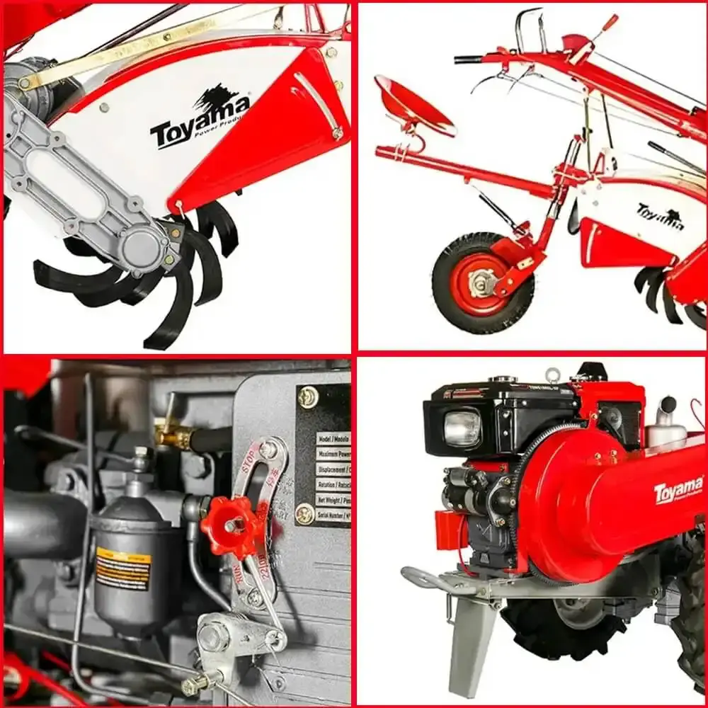 Micro trator motocultivador à diesel 16.5 HP partida elétrica TDWT80E Toyama — fotografia 5