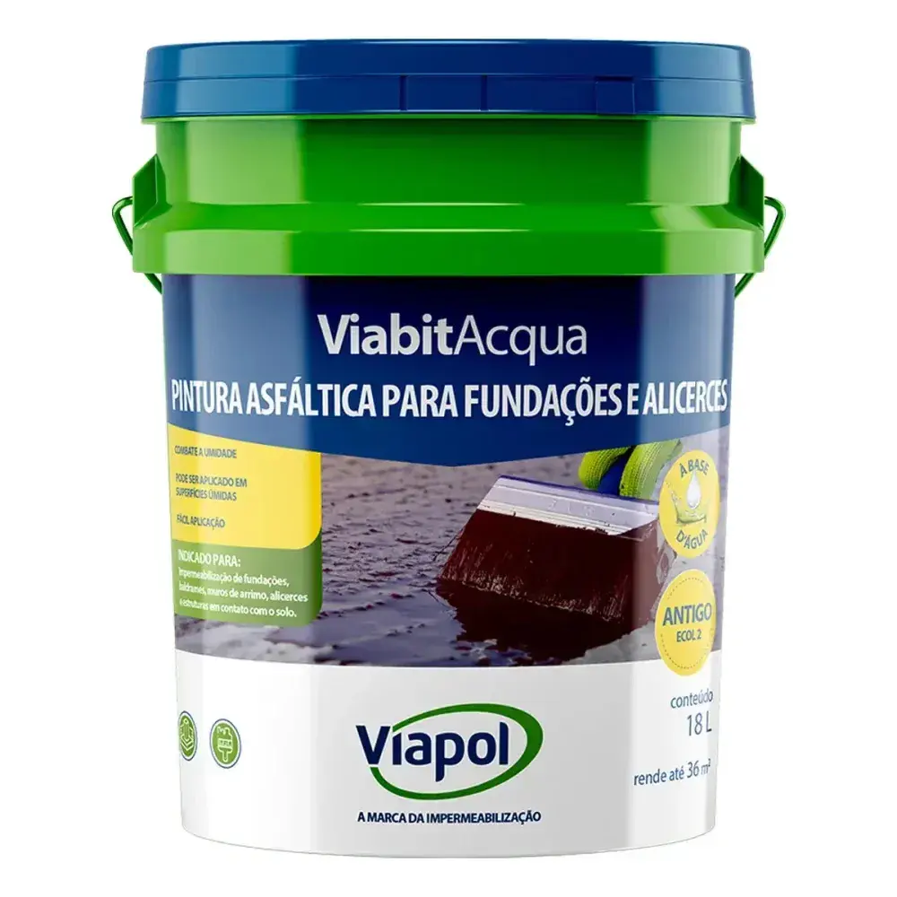 Pintura asfáltica para fundações viabit acqua 18L Viapol — fotografia 2