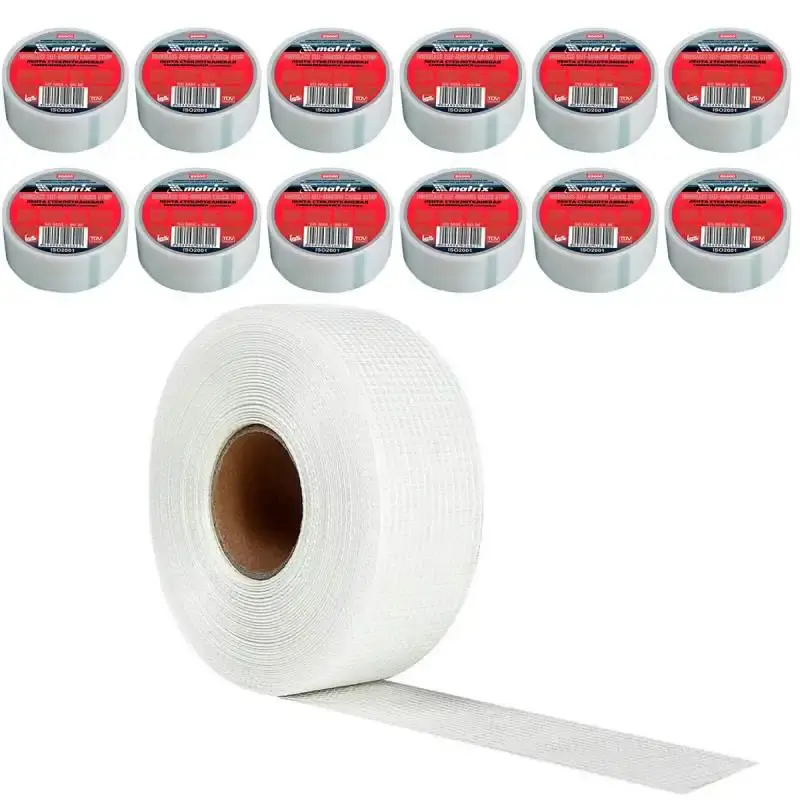 Fita telada adesiva para drywall 50 MM x 90 m fibra de vidro kit 12 peças MTX — fotografia de referência