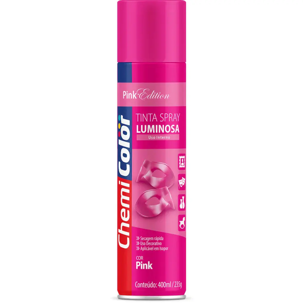 Tinta spray cores luminosas 400ML/250G pink Chemicolor