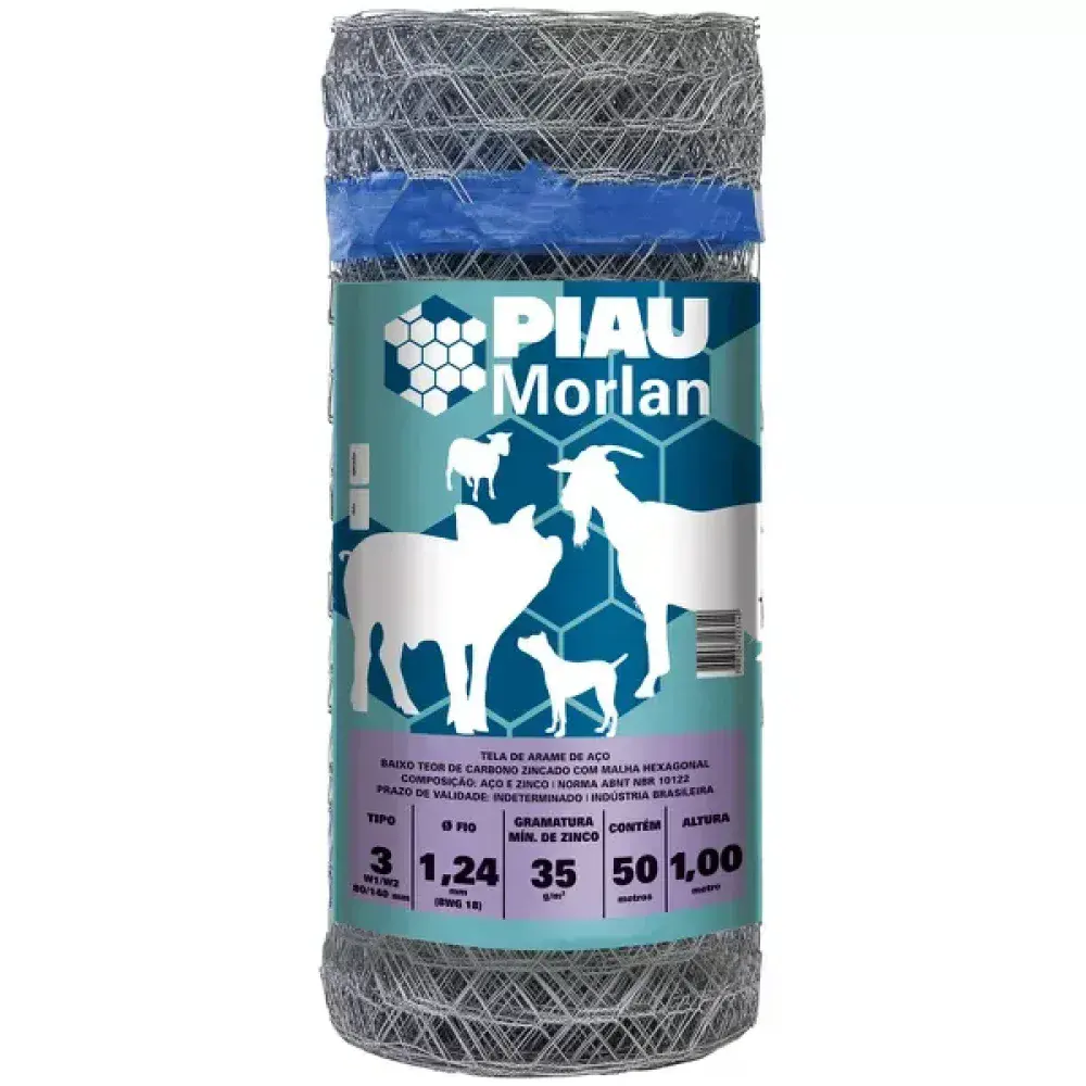 Tela mangueirão galvanizada piau 3 18X1,00 Morlan