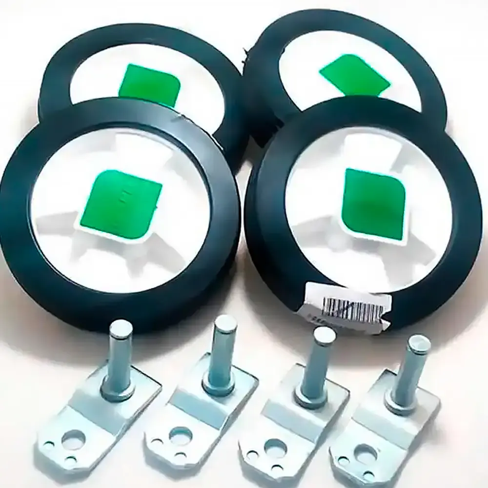 Kit com 4 rodas. 4 eixos. 4 calotas para cortador grama MC35L Trapp — fotografia 4