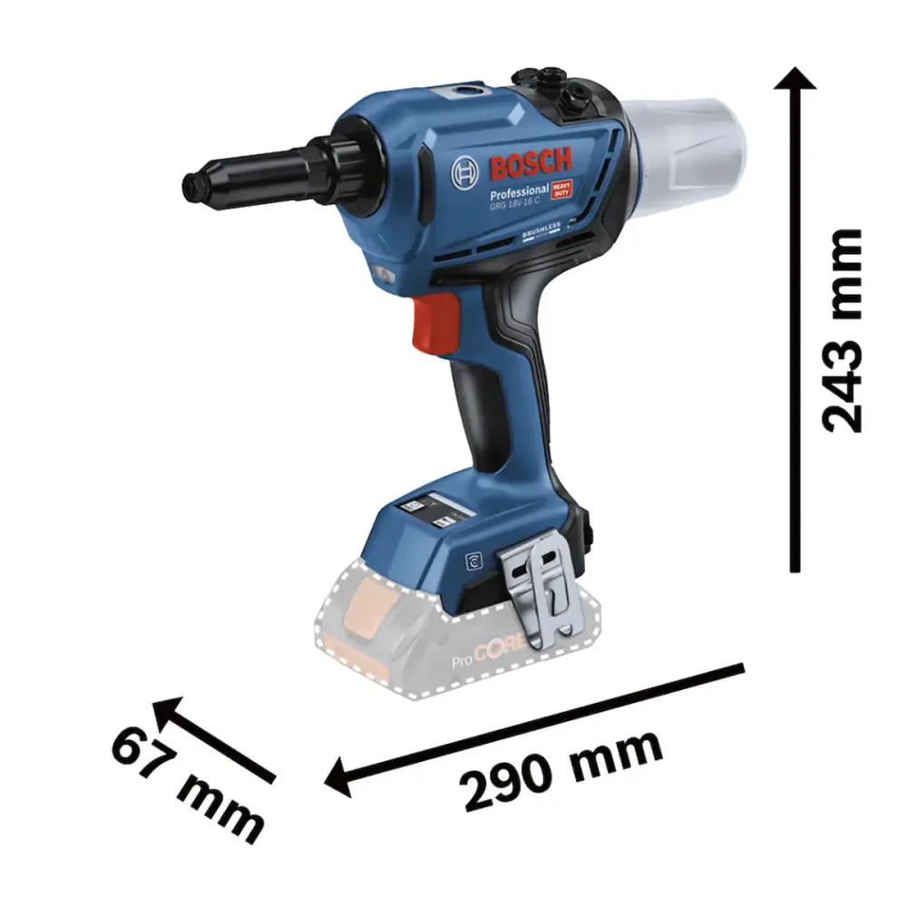 Rebitador à bateria 18V brushless GRG 18V-16C sem bateria e sem carregador Bosch — fotografia 6