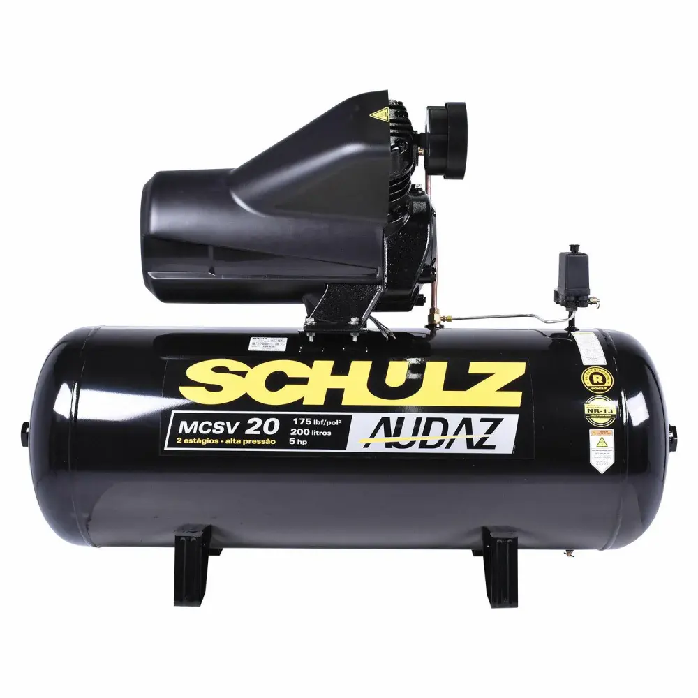 Compressor de pistão AUDAZ-MCSV20 200L 5HP 20PCM 220V trif Schulz