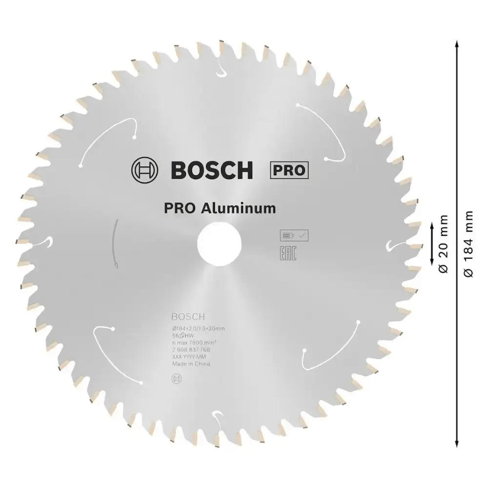 Disco de Serra Circular Alumínio STD 184 x 20 MM 56 Dentes BOSCH — fotografia 3