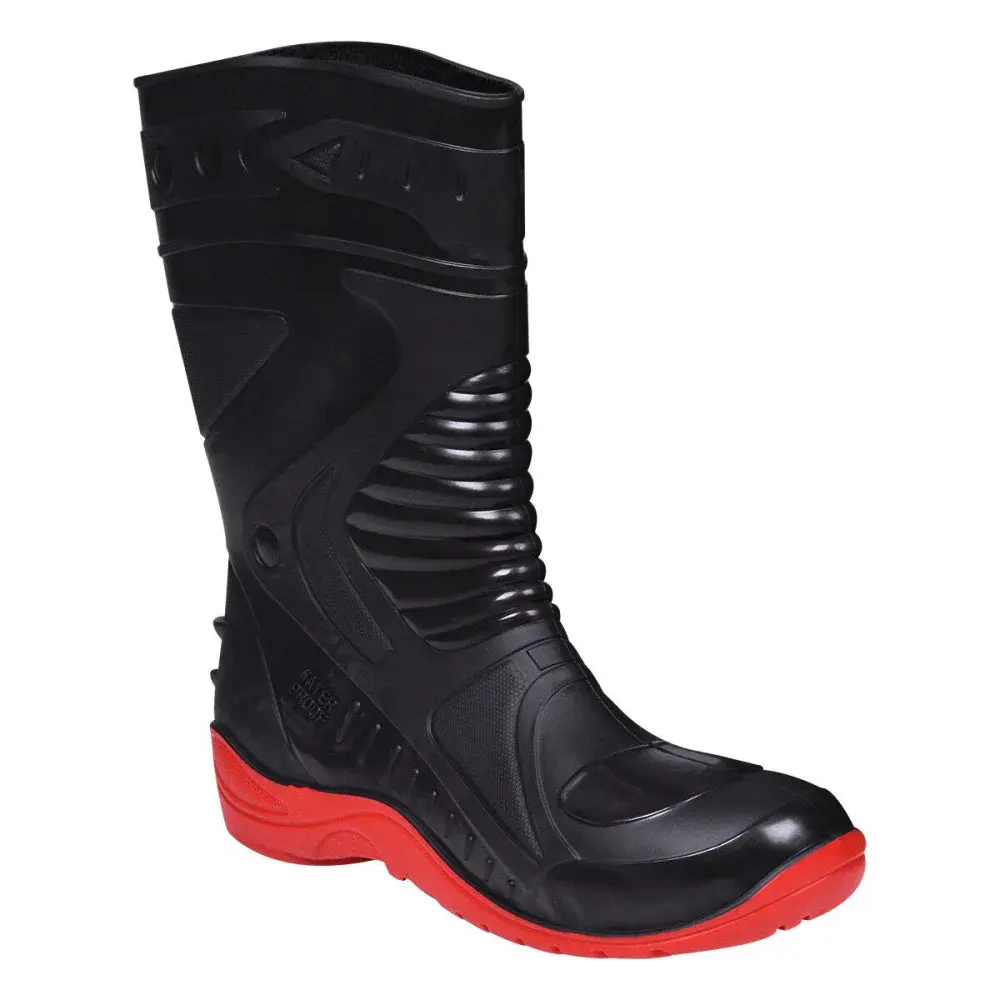 Bota pvc preta/vermelha motociclista cano médio N°44 Worker — fotografia 3