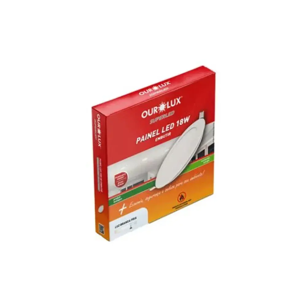 Painel led redondo embutir 18W 2700K bivolt Ourolux — fotografia 2