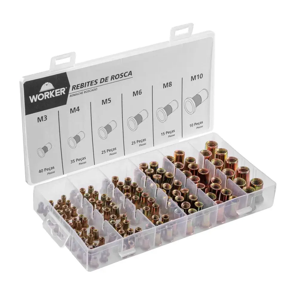 Rebite rosca jogo 150PCS Worker kit variações M3 a M10 — fotografia 2