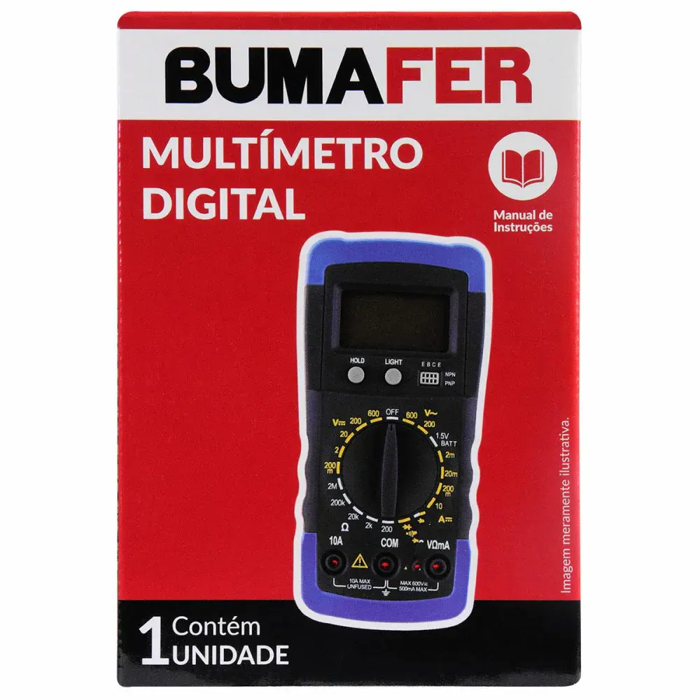 Multímetro digital com visor lcd 4MA 9V Bumafer — fotografia 2