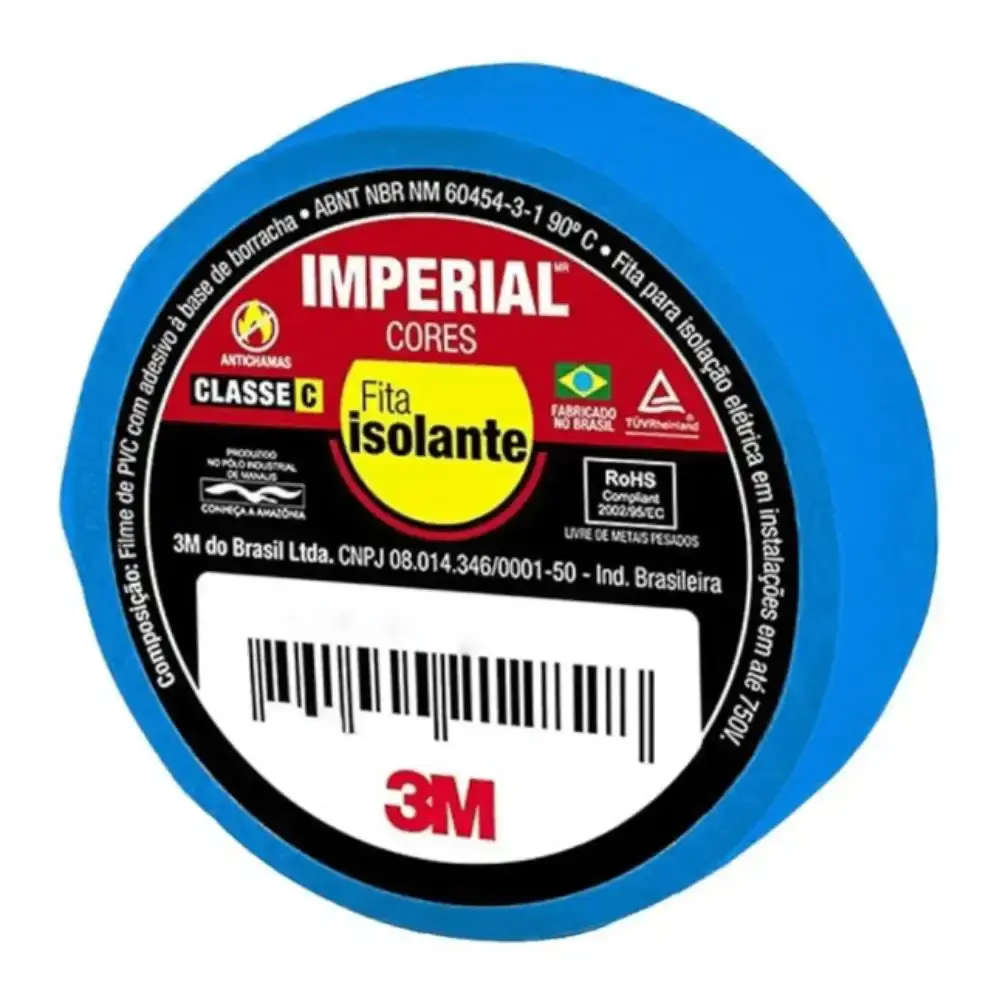 Fita Isolante 18 MM x 20 Metros Imperial Azul 3M