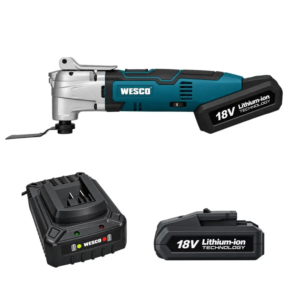 Multiferramenta oscilante 18V com bateria e carregador estático Wesco