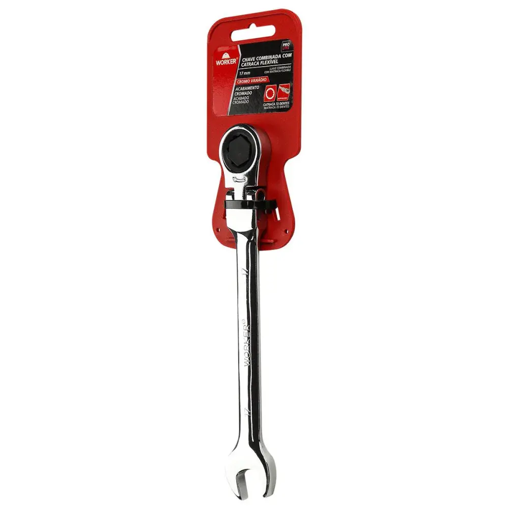 Chave combinada com catraca e cabeça flexível 17MM Worker — fotografia de referência