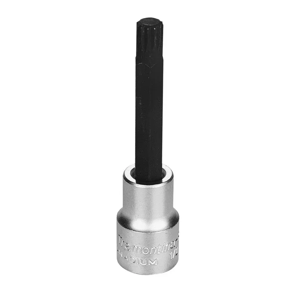 Soquete longo em aço cromo vanádio ponta multidentada 10 mm - encaixe 1/2 Tramontina 44865110 — fotografia de referência