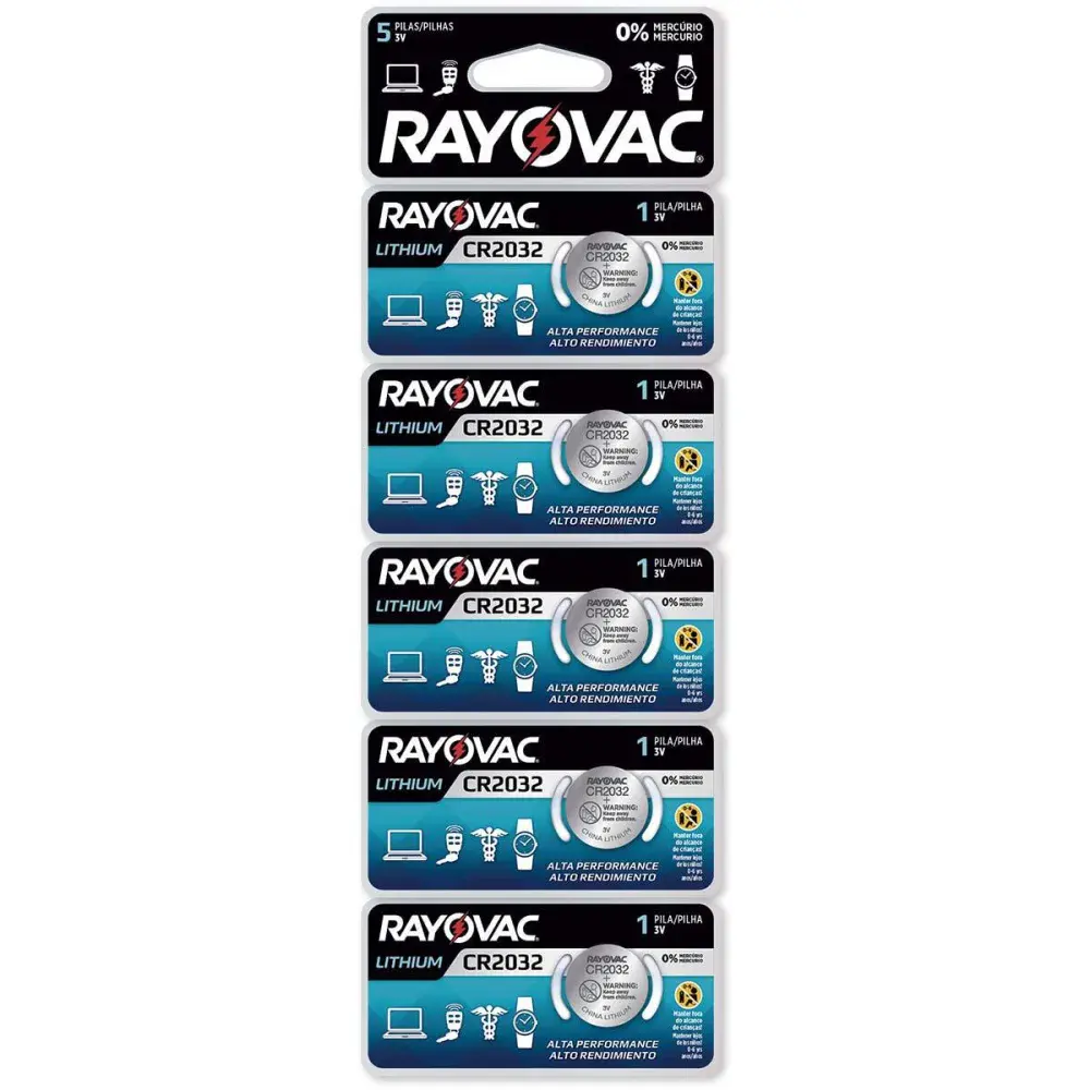 Pilha CR2032 lithium Rayovac enc 5PÇS — fotografia de referência