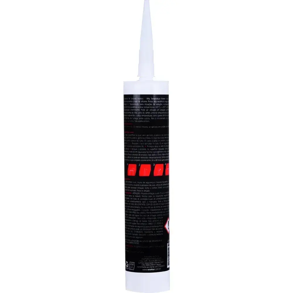 Silicone acético alta temperatura 260G vermelho Worker — fotografia 7