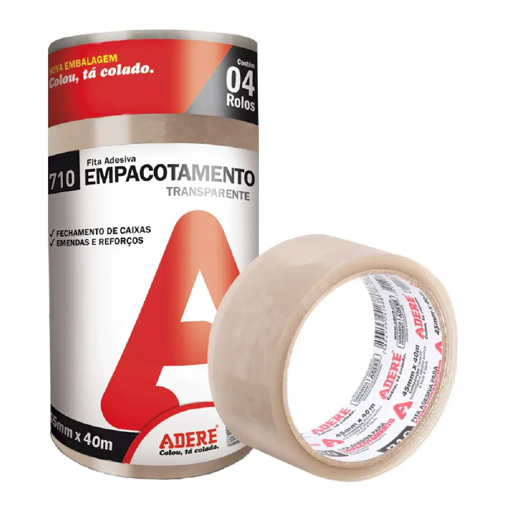 Fita para empacotamento 45MMX40M transparente Adere — fotografia de referência