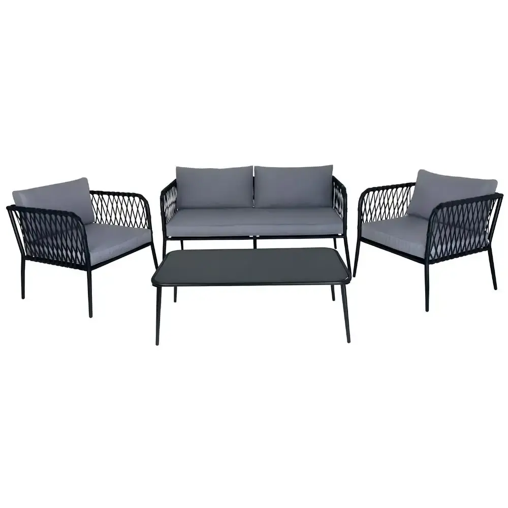 Conjunto de mesa e poltronas cinza viena Mor