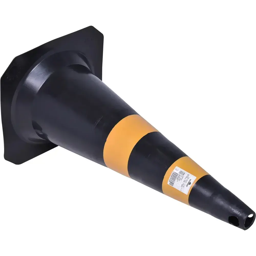 Cone para sinalização em pvc amarelo e preto 75CM Worker — fotografia 9