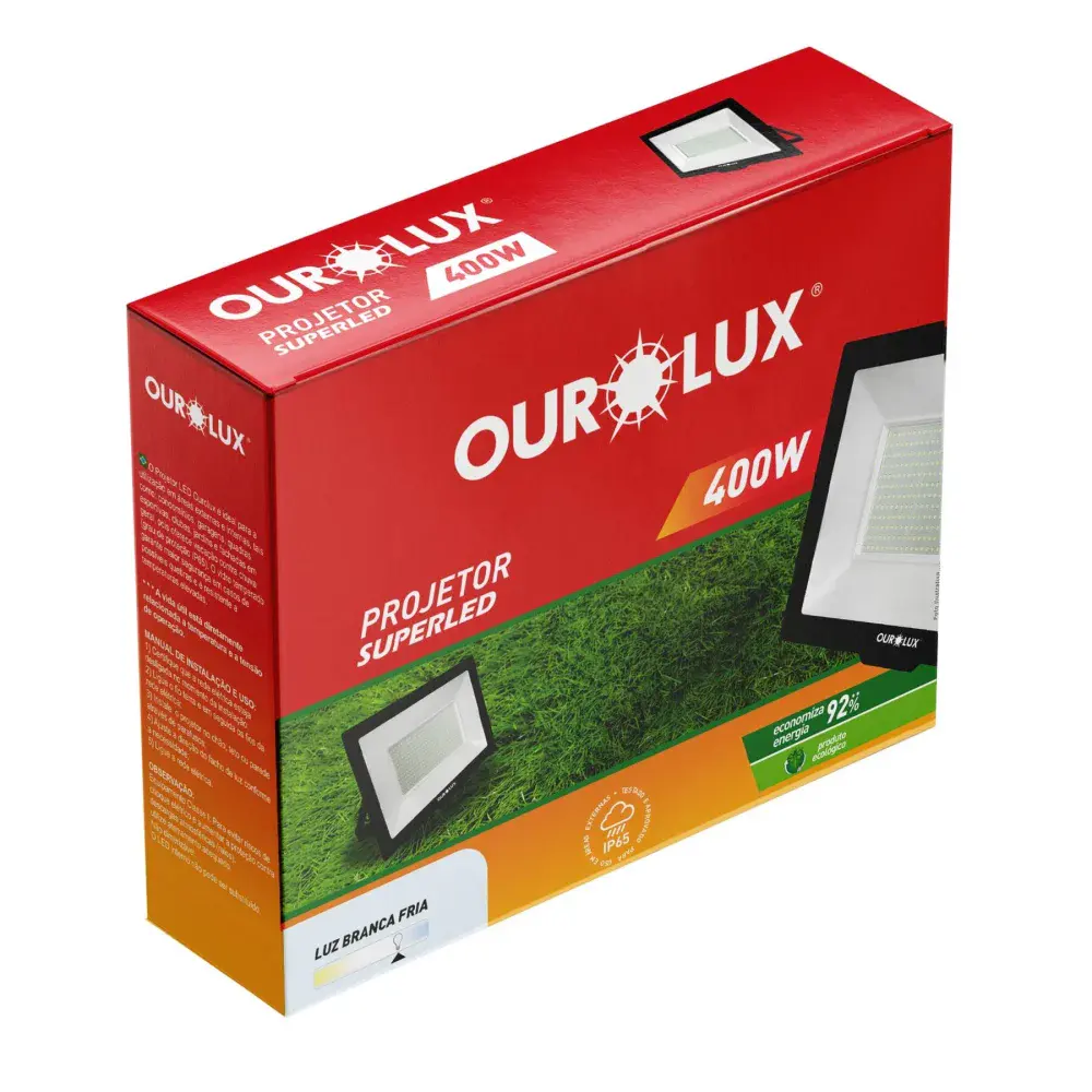 Refletor led 400W 6500K preto bivolt IP65 Ourolux — fotografia 2
