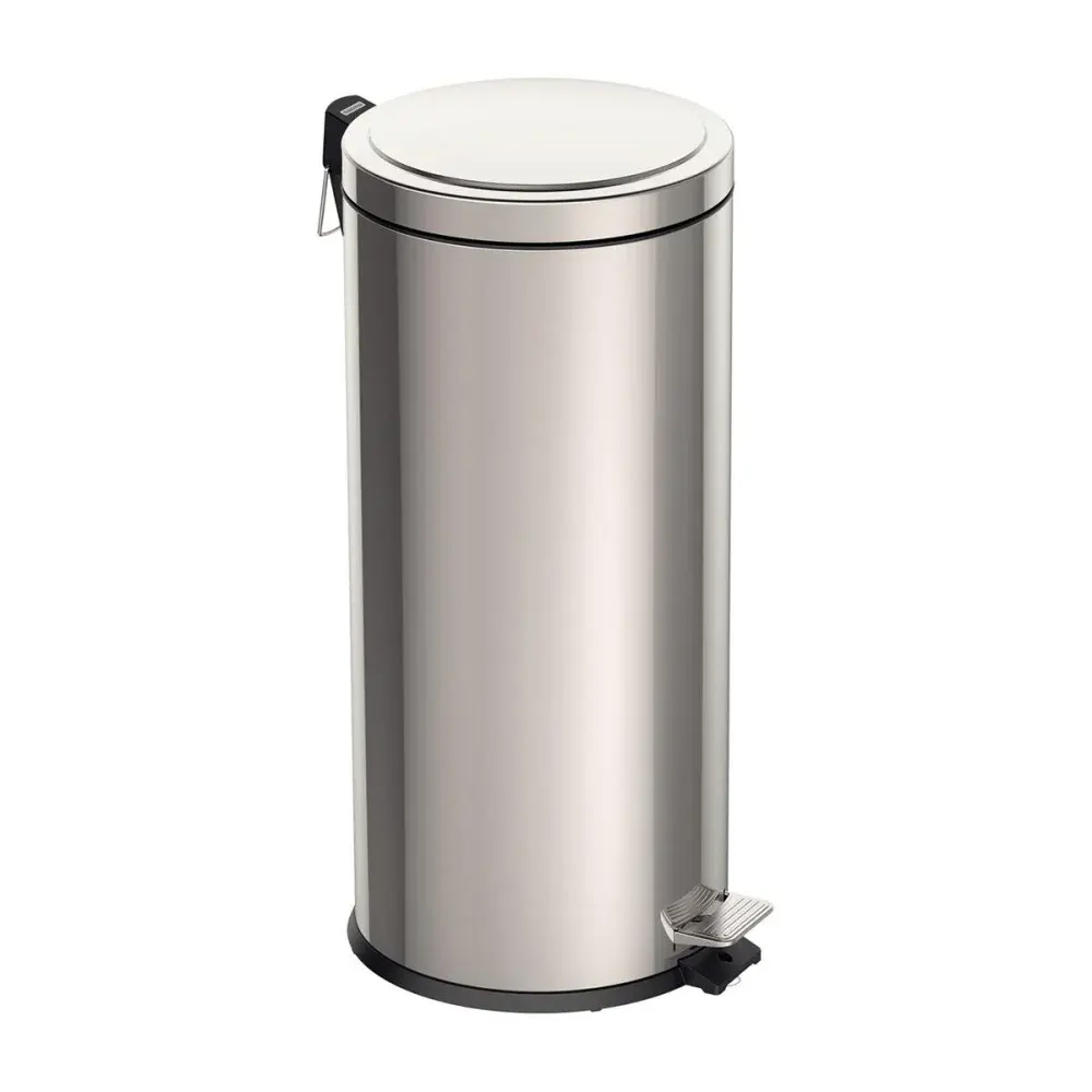 Lixeira com pedal em aço inox polido e balde interno 30 l Tramontina — fotografia de referência