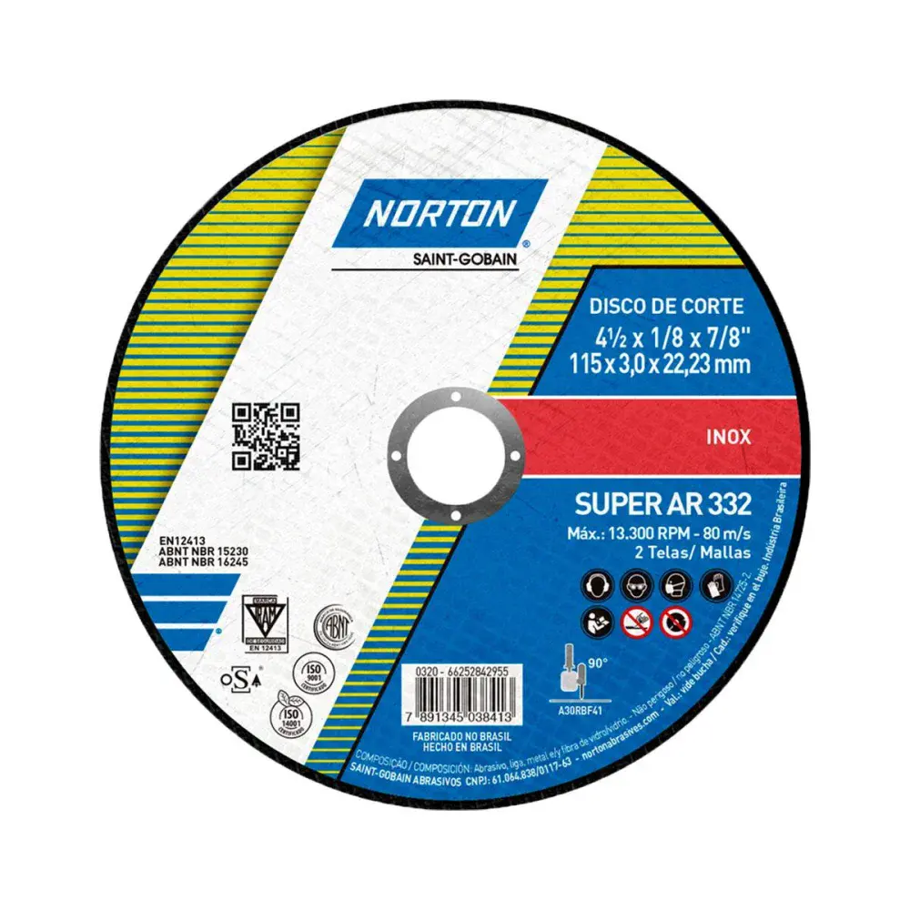 Disco de corte super inox ar 332 115X3,0MM Norton — fotografia de referência