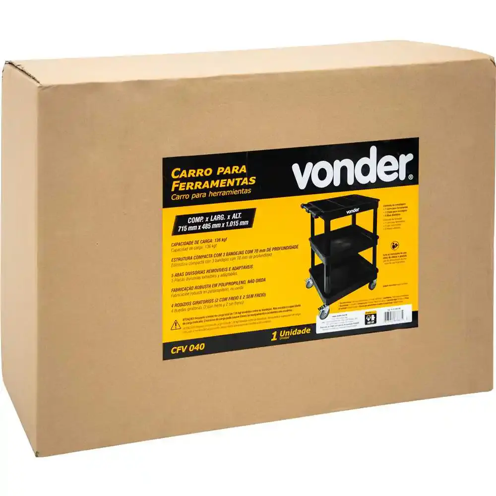 Carro para ferramentas 101X48X71CM CFV-040 Vonder — fotografia 3
