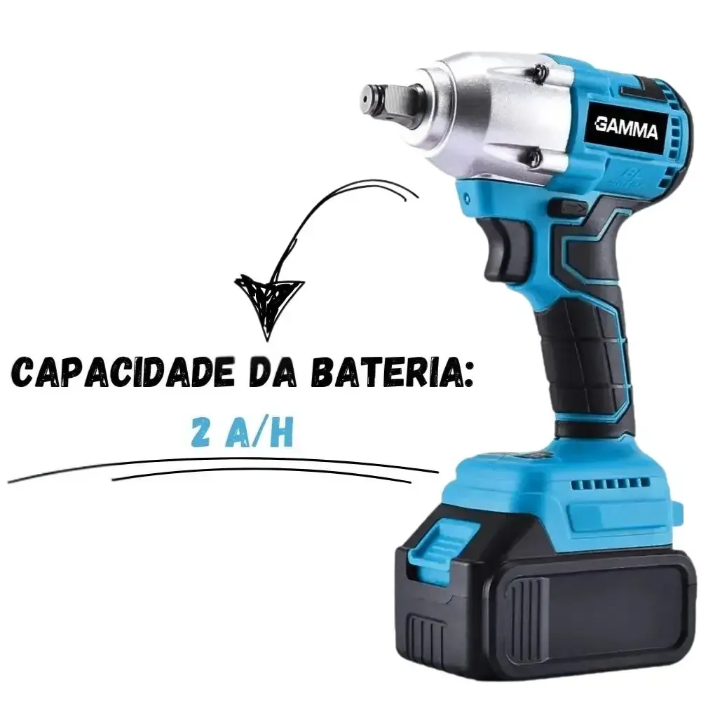 Chave de impacto 21V 1/2 POL 2 baterias e carregador Gamma com jogo soquetes 15 pçs evald — fotografia 4