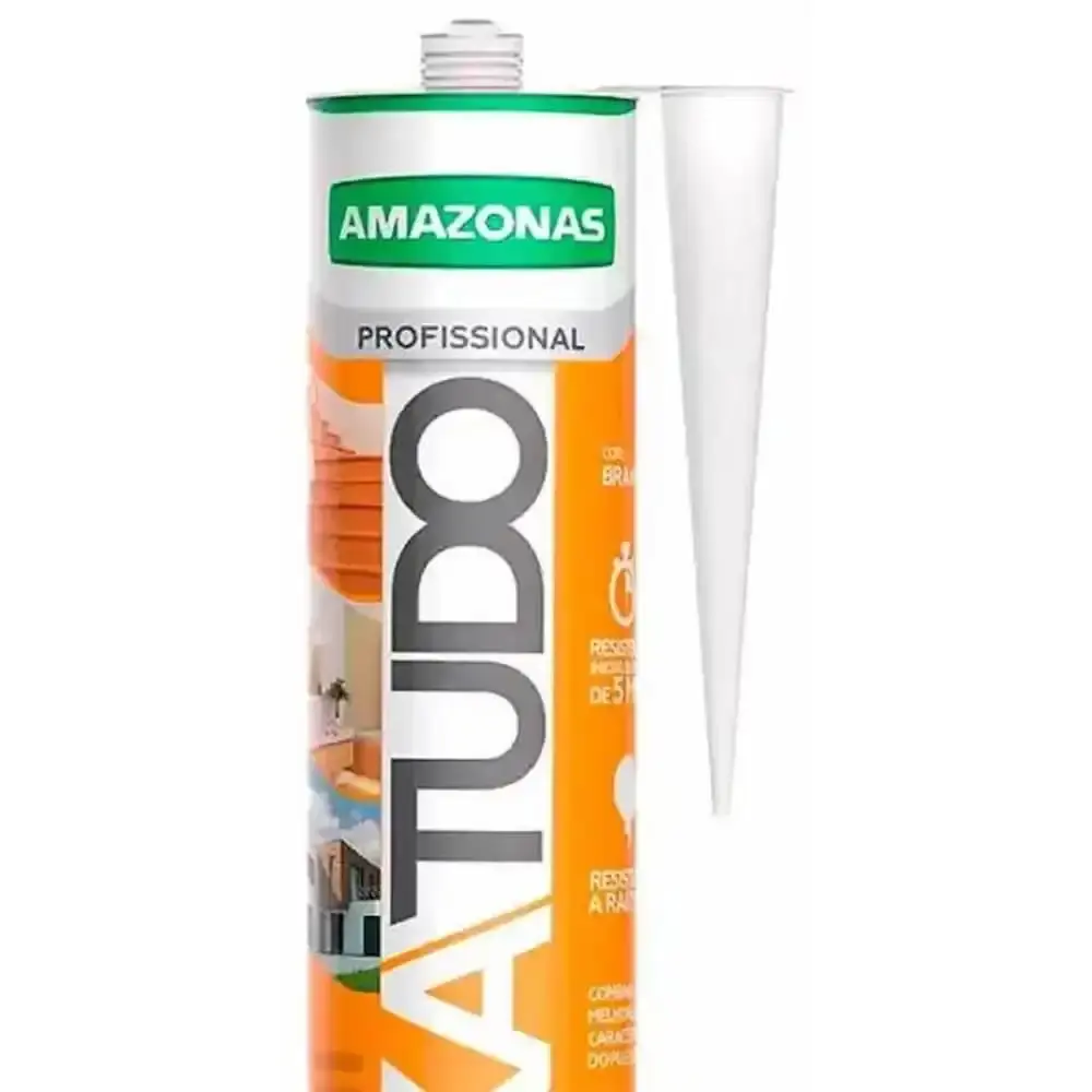 Silicone fixa tudo branco tubo 400 GR Amazonas — fotografia 2